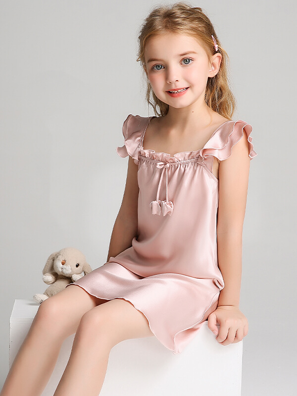 19 Momme Sweet Ruffled Silk Dress for Girls